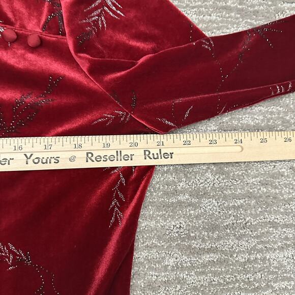 Vintage KC Spencer Dress Womens Petite M Red Velvet Maxi Evening Holiday 90s - Picture 9 of 11